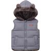 SEAUR Cappotto Caldo Leggero Ragazze Ragazzi Giacca con Cappuccio Bambini Autunno/Inverno Gilet senza Maniche Reversibile Trapuntato Grigio 5-6 Anni