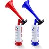 MEYAGOT 2 trombe Air Horn, corno ad aria, fanfare ad aria compressa, a forma di tromba acustica, per partite di calcio, campeggio, carnevale (rosso + blu)
