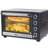 Bakaji Forno Fornetto Elettrico Ventilato Capacità 48 litri Potenza 2000W Temperatura Regolabile fino a 230° 4 Funzioni Elenti Riscaldanti in Acciaio Luce Interna Funzione Timer Girarrosto