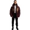 Krakatau piumino over in bordeaux, metà coscia, zip coperta e inserti a contrasto