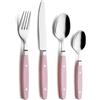 Exzact Posate in acciaio inox, 24 pezzi, con manici artigianali con rivetti/posate, stile retrò, 6 forchette, 6 coltelli, 6 cucchiaini da tavolo, 6 cucchiaini da tè