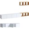 LBSIGN Mobile Porta TV Sospeso 215 Cm Bianco Con Mensole Effetto Legno Pia