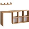 LBSIGN Scrivania Effetto Legno 145x45x74 Con Ripiani Laterali E Mensola Blake Rovere