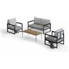 LBSIGN Set Salotto Da Esterno 1 Divano 2 Poltrone E Tavolino Metal Frame MTLKNP002
