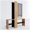 LBSIGN Mobile Ingresso Con Appendiabiti Specchio E Mensole Effetto Legno Aurora