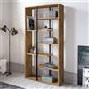 LBSIGN Libreria A Parete Effetto Legno 90x29,5xh173,2 Cm Design Moderno Presto Rovere E Nero