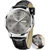 Taxau Classico orologio da uomo in pelle Big Dial di lusso al quarzo impermeabile, nero, grigio, grigio, Orologio da uomo business