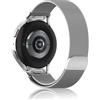 RoYiio Metallo Cinturino per Samsung Galaxy Watch 7 6 5 4 Cinturini Galaxy Watch FE 40mm Galaxy Watch 6 4 Classic Galaxy Watch 5 Pro Cinturino con Pulsante in Acciaio Inossidabile - Argento