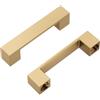 Hickory Hardware Heritage - Confezione da 10 maniglie quadrate per armadietti, maniglie a basso profilo per ante di mobili da cucina, cassetti e vanità del bagno, 96 mm da centro a centro, ottone