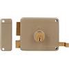 Amig - Serratura da Sovrapposizione a Sinistra con Leva di Chiusura | Linguetta e Maniglia per Porte in Legno Mod. 78 | 100 x 85 mm | Chiusura con cilindro Rotondo a Seghetto | Acciaio Beige