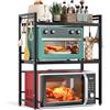 NETEL allungabile mensola microonde a 3 Livelli,supporto microonde salvaspazio,mensola per friggitrice ad aria,scaffale da cucina，Organizzatore di Stoccaggio per Cucina con 8 Ganci, Nero