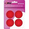 Alevar 4 Bottoni Magnetici per Bacheca Ufficio, Calamite Frigorifero, Diametro 40 mm, Colore Rosso