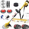 Fiutazge Decespugliatore a Batteria 21V, Tagliabordi a Batteria 4 In 1, con 2 Batterie 4,0 Ah, Maniglia Telescopica, Testa Girevole 90°, 2 Spazzola per Erbacce, 20 Taglio Linee, 4 Lame in Lega, per Potatura
