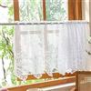 Devola - Tenda da cucina in stile country, corta, con motivo floreale, in jacquard, con pizzo, tenda da bistrot, tenda per caffè, con barra forata, HxL 90x100 cm, bianco, 1 pezzo