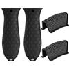 Tunejoy Supporto Manico Caldo in Silicone e Supporto Manico Aiutare in Silicone Tegame in Ghisa Copri Manico Padella Manico per Pentole in Ghisa, Padelle, Padelle, Piastre, Forno 4 Pezzi Nero