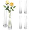 Hewory Vaso in vetro sottile alto 24 cm, per fiori a stelo singolo, vaso decorativo moderno, trasparente, per soggiorno, matrimonio, decorazione per la casa (6 pezzi)