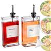 Janxin 2 pezzi Set di Contenitore Olio per Cucinare e Barbecue, Oliera Salvagoccia 350ml, Bottiglia per Olio Set, Bicchiere, Con Etichetta, Due Versatori, Antigoccia, Adatto alla Cucina(Argento)