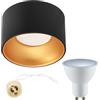 EDO Faretto da Incasso per Cartongesso ZAMA Black Gold S Rotondo 5,5W LED 4000K Neutro 500lm GU10 230V - Ø85*50mm, Plafoniera Soffitto Faretto Alluminio in Oro Nero per Cameretta, Cucina, Soggiorno