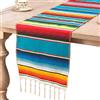 Uposao Runner da tavola 35 × 275 cm Coperta messicana Strisce arcobaleno lucide Tessuto Runner Tovaglia di cotone con frange per matrimoni, festival, feste, decorazioni da tavola