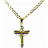 PEGASO GIOIELLI Collana Uomo Oro Giallo 18kt (750) Catena Rombo Cm 50 Pendente Croce Gesù Cristo Cappucci Bicolore