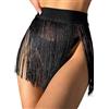 EVELUST Minigonne da Donna con Frange - Pantaloni Rave, da Spiaggia, con Nappe, a Vita Alta, per Festival e Cowgirl, Nero, S
