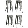 Furnhouse Ibbe Design Set di 4 D'argento Sgabelli da Bar Sedia da Cucina Sedie da Bar Korona Metallo Impilabili per Bar Ristorante, Stile Industriale Vintage Sgabelli Industriali per Interni