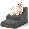 COZY KISS Scale per Cani di Piccola, Scale per Animali per Letto, Divano e Sedia, Rampa per Gatti con Rivestimento Lavabile e Fondo Antiscivolo, Leggera, 40x57x40cm, 3 Gradini, Grigio Scuro