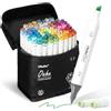 Ohuhu 80 ColoriPennarelli ad Alcool a Doppia Punta per Illustrazioni da colorare per Adulti, Ink Base di Alcool con 1 Frullatore Custodia per Pennarelli Scalpello e Fine, Serie Oahu