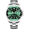 iFCOW Orologio da uomo, impermeabile, multifunzione, in acciaio inox, al quarzo, cronografo, orologio da polso da uomo di lusso, Argento+verde, Bracciale
