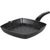 Crealys 529426 Padella per grigliare in alluminio forgiato, 24 x 24 cm, serie Granity, rivestimento interno antiaderente effetto pietra senza PFOA, griglia per carne tutti i fuochi, inclusa induzione