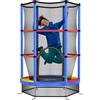 HOMCOM Tappeto Elastico per Bambini 3-6 Anni con Rete di Protezione, 6 Colonne e 3 Ingressi, Ø140x190 cm, Multicolore
