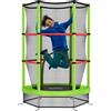 HOMCOM Tappeto Elastico per Bambini 3-6 Anni con Rete di Protezione, 6 Colonne e 3 Ingressi, Ø140x190 cm, Verde e Nero