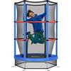 HOMCOM Tappeto Elastico per Bambini 3-6 Anni con Rete di Protezione, 6 Colonne e 3 Ingressi, Ø140x190 cm, Blu e Nero