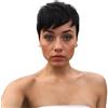 VPB Parrucca Corta Donna,Parrucca Donna Capelli Veri Umani Corti Pixie Cut Wigs with Bangs Straight Boy Cut Ladies Wigs(Nero)