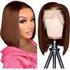 TNICE Bob Wigs Lace Front Umano Capelli Wig 13x4 Lace Front Bob Wigs Brazilian Diretto per Donne Nere Color Cioccolato (8 pollici) 180% Densità
