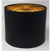 ArG Lighting Paralume Cilindro in Tessuto Nero con interno Oro, fatto a mano, varie misure, per lampada da tavolo, sospensione, piantana (Diametro 25 cm, Altezza 20 cm)