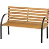 Easycomfort Panca in Legno 2 Posti, Panchina da Esterno, Giardino, Balcone o Terrazzo 122x60x83cm, Nero e Color legno
