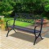 Easycomfort Panca Panchina da Giardino Esterno Metallo, Ghisa 127 × 60 × 85cm Nero