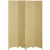 Easycomfort Paravento Separé da Interno a 4 Ante in Legno, Pieghevole e Salvaspazio Altezza 170cm, Marrone