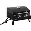 Easycomfort Barbecue a Gas Pieghevole con Coperchio, Termometro e 2 Bruciatori in Acciaio, 55x46.5x41 cm, Nero