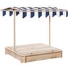 Easycomfort Sabbiera per Bambini in Legno con Tettuccio Parasole, Panca e Coperchio, 106x106x121cm Bianco e Blu