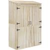 EasyComfort Casetta da Giardino in Legno di Abete con 2 Porte e Ripiani, 120x57x183cm, Naturale