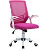 Easycomfort Sedia da Ufficio Ergonomica con Braccioli e Supporto Lombare, Poltrona Ufficio Girevole e Altezza Regolabile in Tessuto Rosa