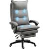 Easycomfort Sedia da Ufficio Imbottita con 6 Punti Massaggianti, Altezza Regolabile e Rotelle, 70x62x120-130 cm, Grigio
