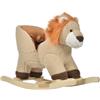 Easycomfort Dondolo Giocattolo a Forma di Leone per Bambini 18-36 Mesi, Ruggisce (3 Batterie Incluse), in Legno e Peluche