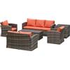 Easycomfort Set Mobili da Giardino 6 Pezzi in Rattan con Divani, Poltrone e Tavoli Contenitore, Marrone
