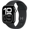 APPLE Watch Series 10 GPS, Cassa 42 mm in alluminio Jet Black con Cinturino Sport nero - S/M- MWWE3QL/A