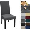 XINEAGE Coprisedie con Schienale 2 Pezzi, Elasticizzato Copertura della Sedia, Copertura Fodera, Banchetto Sedia Sedile Slipcover Cerimonia di Nozze Posate da (2 Pezzi, Grigio Scuro)