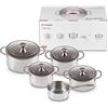 Le Creuset Set 5 pezzi casseruole in acciaio inox, 3 Casseruole,diametro 18, 20, 24 cm, 1 Pentola,diametro 26 cm, 1 Casseruola, Diametro 28 cm, 96605300000000