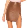 CUTeFiorino Maglietta da sci da donna a vita alta, in pelle, sexy, in finta pelle, con gonna plissettata, marrone, S